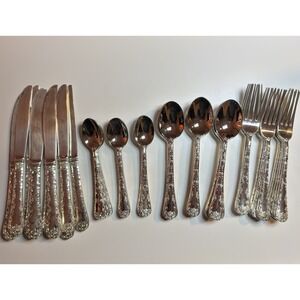 W.M. Rogers & Son ENCHANTED ROSE silverplated flatware silverware 46 piece